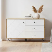 Madia 3 cassetti e anta Bollo5 123,4x40x75,2H colore rovere bianco