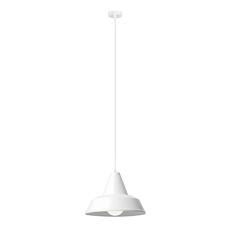 Lampada a Sospensione UMA Colore Bianco - Design Industriale in Metallo, Attacco E27, 75W, IP20, Ideale per Illuminazione Interni - Rossini Group