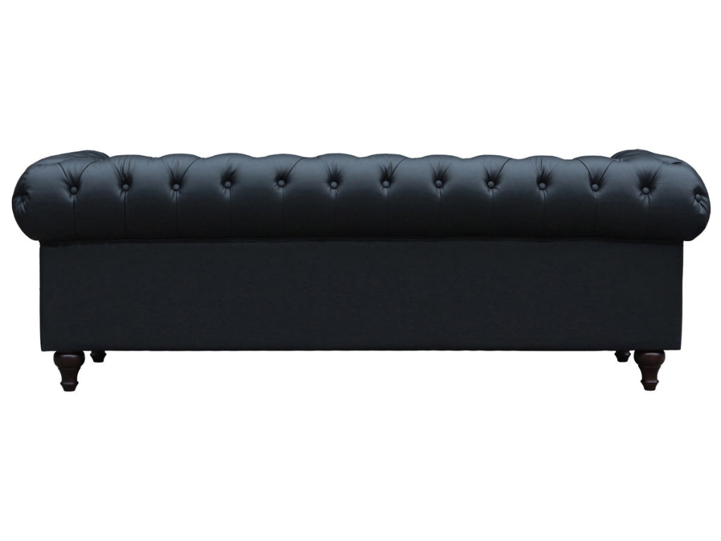 Divano fisso Chesterfield "Aliza" - 208 x 82 x 70 cm  3 posti - Nero