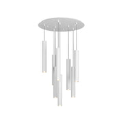 Lampadario Industrial-Minimal Xeana Metallo Bianco 8 Luci Gu10