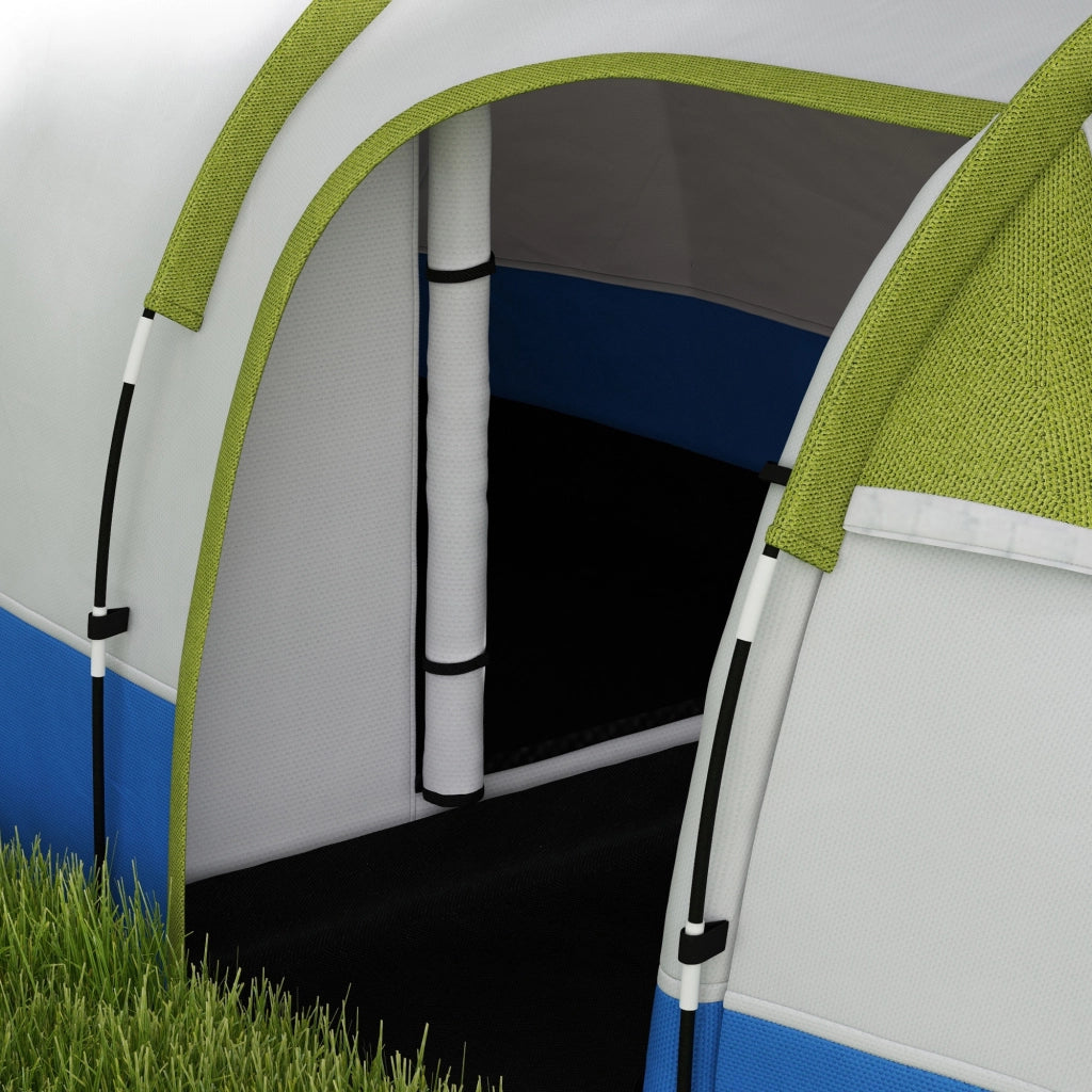 Tenda da Campeggio Impermeabile 420x200x150 cm con 2 Aree e 3 Ingressi in Poliestere e Fibra di Vetro Verde