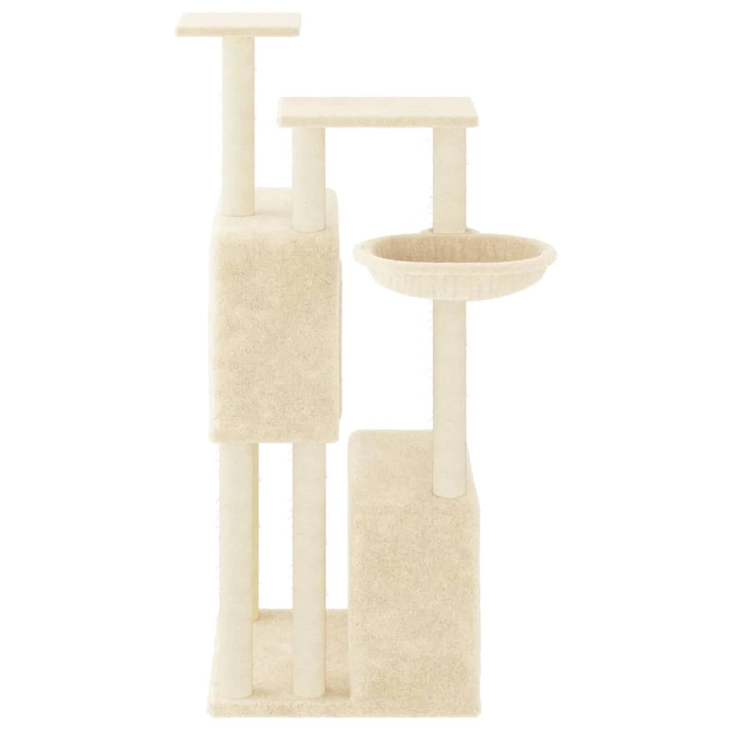 Tiragraffi per gatti torre per arrampicata giocattolo piattaforma per arrampicata con tiragraffi in sisal 122 cm crema 02_0022462