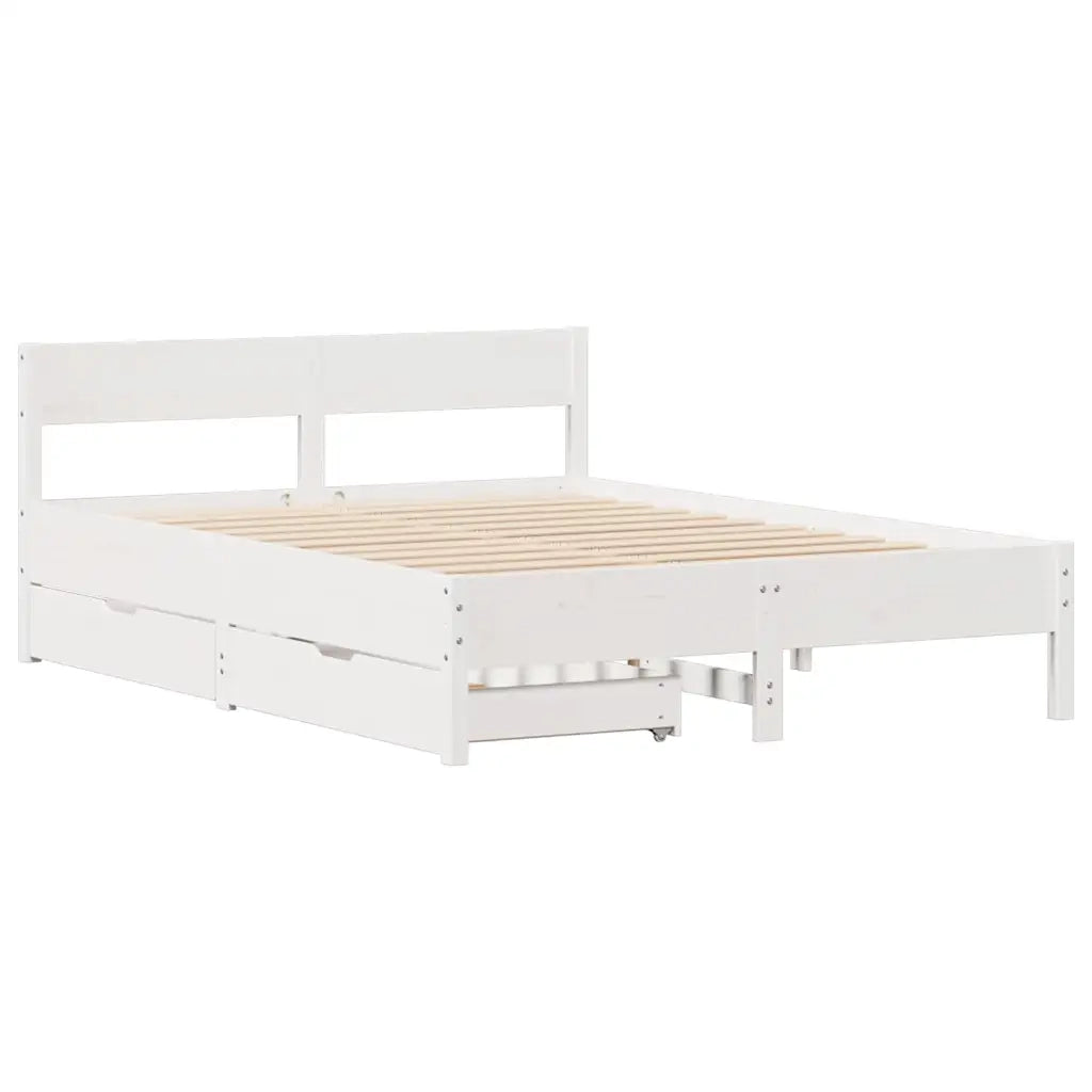 Letto senza Materasso Bianco 140x190 cm Legno Massello di Pino 3301762