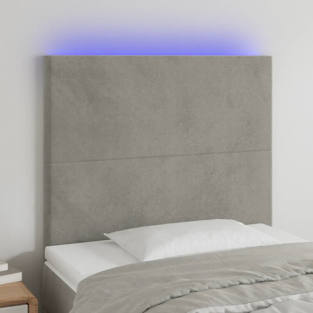 Testiera | Testata a LED Grigio Chiaro 100x5x118/128 cm in Velluto