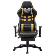 Sedia da Gaming | Sedia da e-sports con Poggiapiedi Nera e Oro in Similpelle