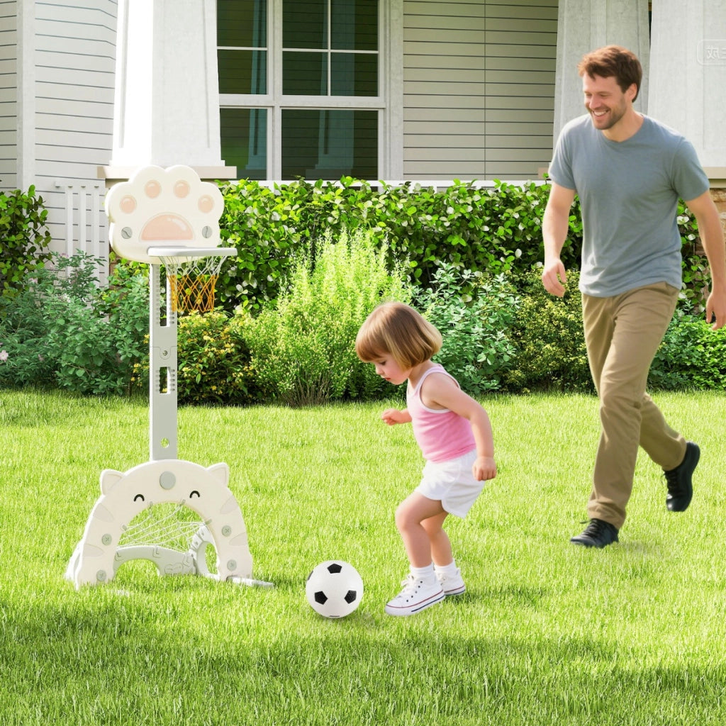 Set da gioco per attivit¨¤ interno e esterno con altezza regolabile, 3 in 1 canestro da basket per bambini di basket Grigio