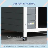 Cuccia per Cani in Legno da Esterno, Casetta per Cani Grandi con Pavimento Rimovibile, 84x99x87cm, Grigio