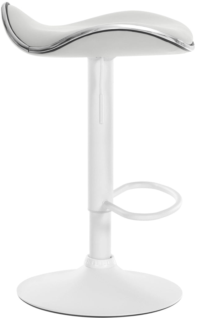 Sgabello Shanghai in similpelle bianco,Metallo bianco opaco