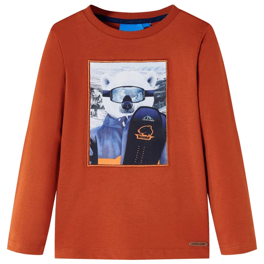Maglietta da Bambino Maniche Lunghe Ruggine Chiaro 128cod mxl 84345