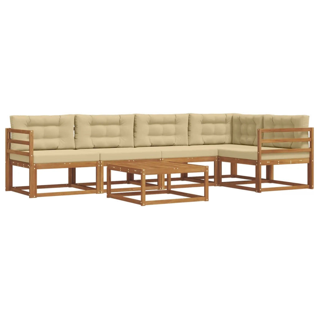 Set di divani da esterno con cuscino 6 pcs Naturale e Beige