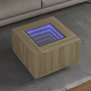 Tavolino Salotto con LED-Tavolino da soggiorno-Tavolo Rovere Sonoma 60x60x40 cm Multistrato