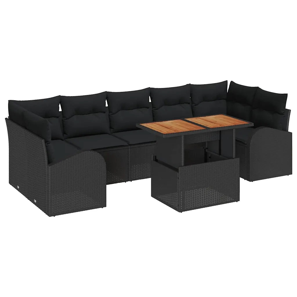 Set Divano da Giardino con archiviazione 8 pcs Nero Poly Rattan 3358291