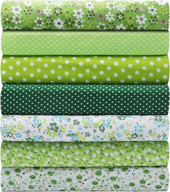 7 Pezzi di Stoffa 50 x 50 cm per Ricami, Stoffa con Disegno di Fiori, Patchwork di Cotone per Progetti DIY Creativi e Artigianato per Bambini e Adulti, Ispirazione Primaverile
