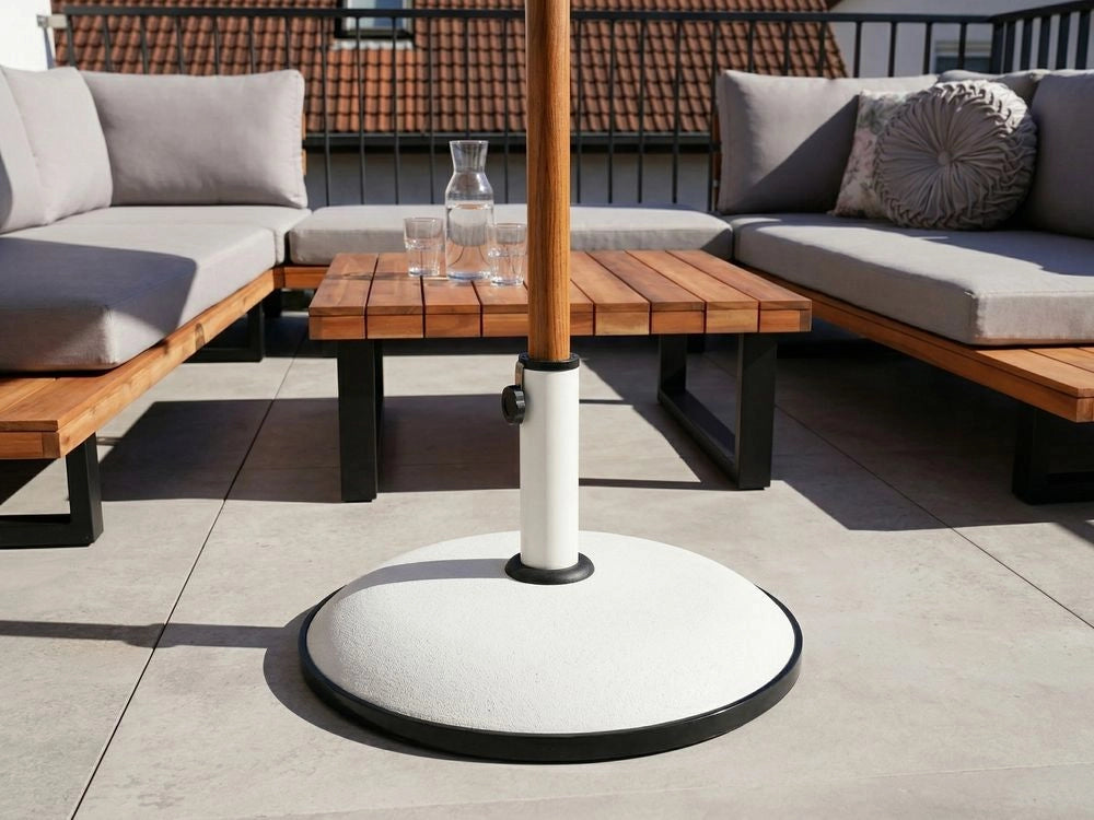 Base per ombrellone in cemento Bianco 23 kg Portaombrellone da esterno rotondo