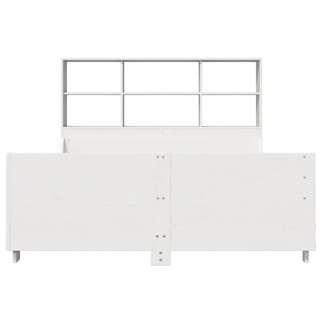 Letto Libreria senza Materasso Bianco 160x200 cm Legno Massello 3323801