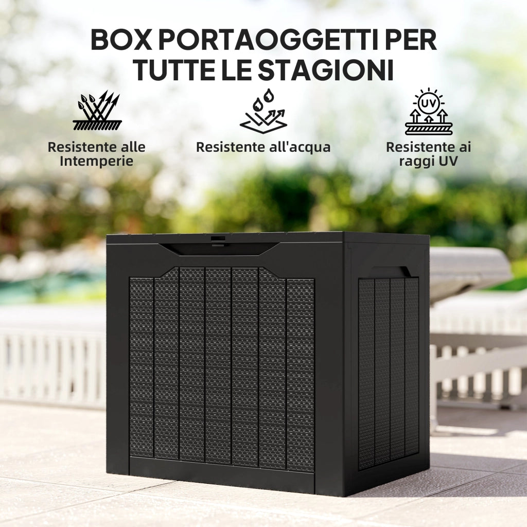 Baule Porta Attrezzi da Esterno 56x41x50 cm Impermeabile Nero