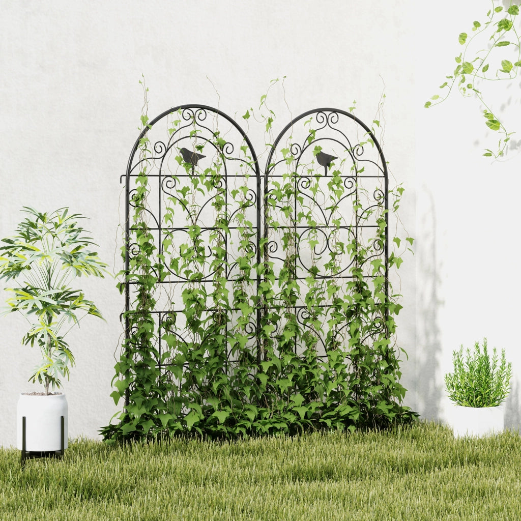 Griglia per piante rampicanti in metallo 2 pezzi ¨C zephmum ¨C nero 50x120 cm