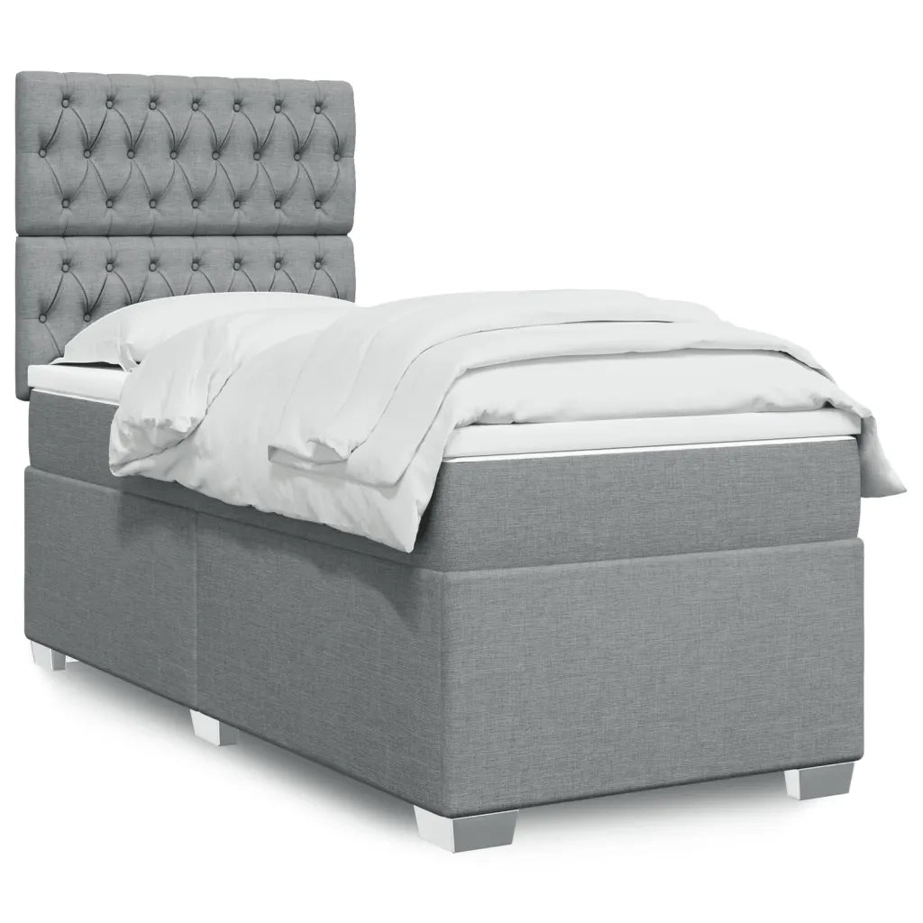 Giroletto a Molle con Materasso Grigio Chiaro100x200 cm Tessuto 3290406