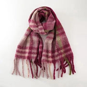 Scialle super grande e spesso per donne, dimensioni 228x44 cm, con maniglie 38 cm, con maniglie colorate a contrasto.