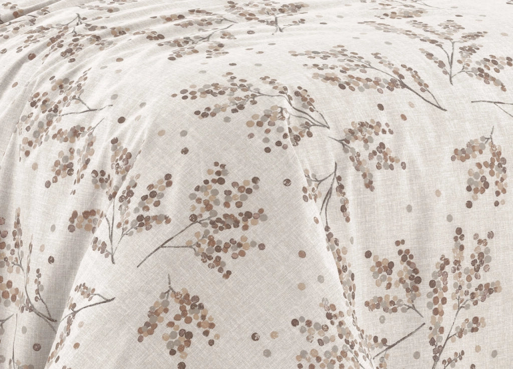 Telo Arredo Copritutto Salvadivano 100% Cotone Made In Italy Disegno Sambuco - Singolo - Nocciola