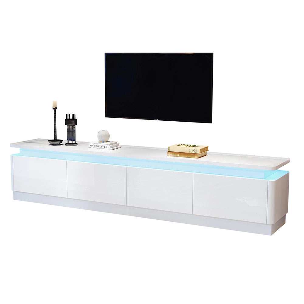 Mobile TV 180x34x40cm - Xylo - 4 Cassetti con Luci LED, Bianco, fino a 80"