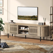 Mobile TV 160x40x47cm - Xylo - 2 Ante, Design Traforato, Colore Legno Naturale