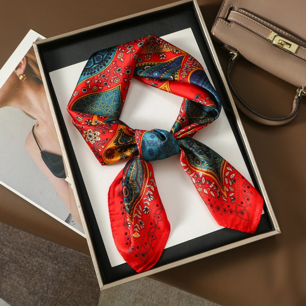 Nuova sciarpa quadrata in stile vintage/sciarpa di seta/foulard da donna in seta stile francese