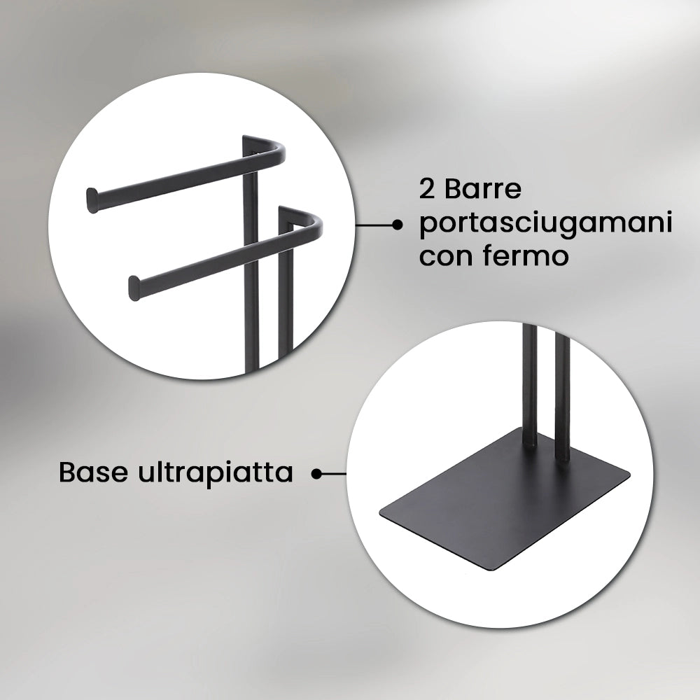 Piantana portasciugamani da appoggio in acciaio nero opaco Fusion