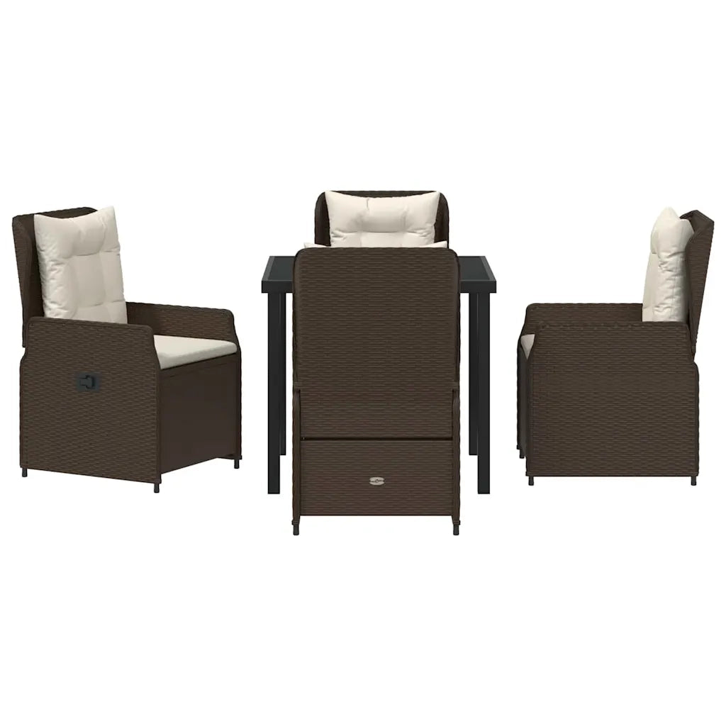 Set da Pranzo per Giardino 5 pcs Marrone polyrattan 3380947