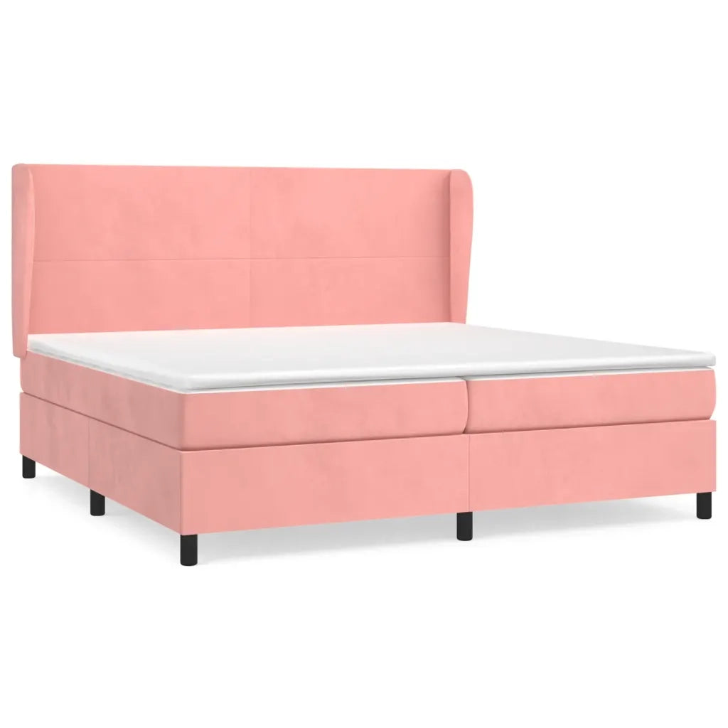 Giroletto a Molle con Materasso Rosa 200x200 cm in Velluto 3129116