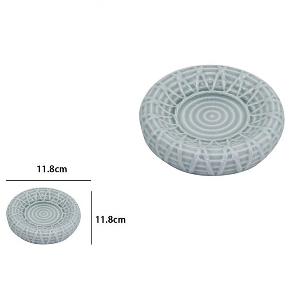 Trade Shop - Piatto Piattino Porta Sapone Saponetta Bagno Ceramica Grigio Effetto Rete 79280 -