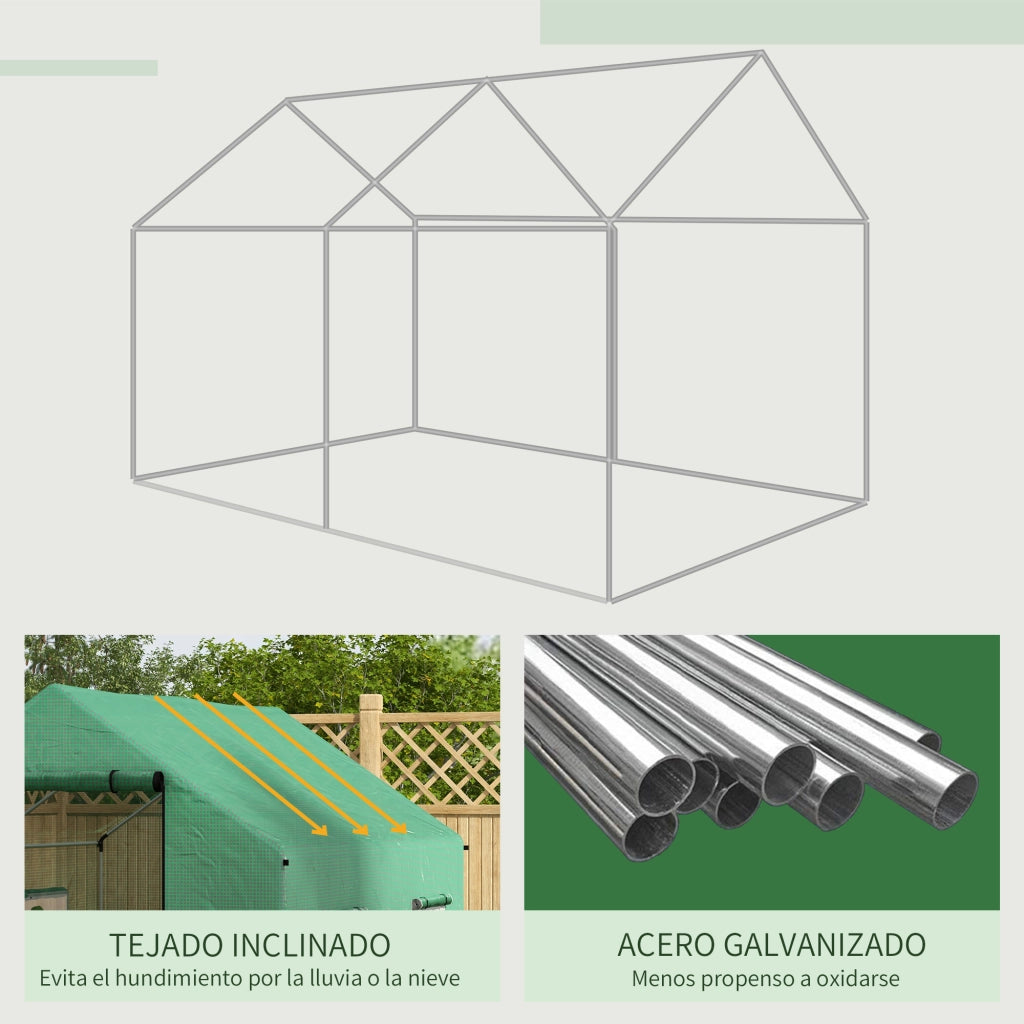 Serra Tunnel 2x3x2 m con 4 Finestre a Rete e Porta con Cerniera ¨C zephmum ¨C Bianco
