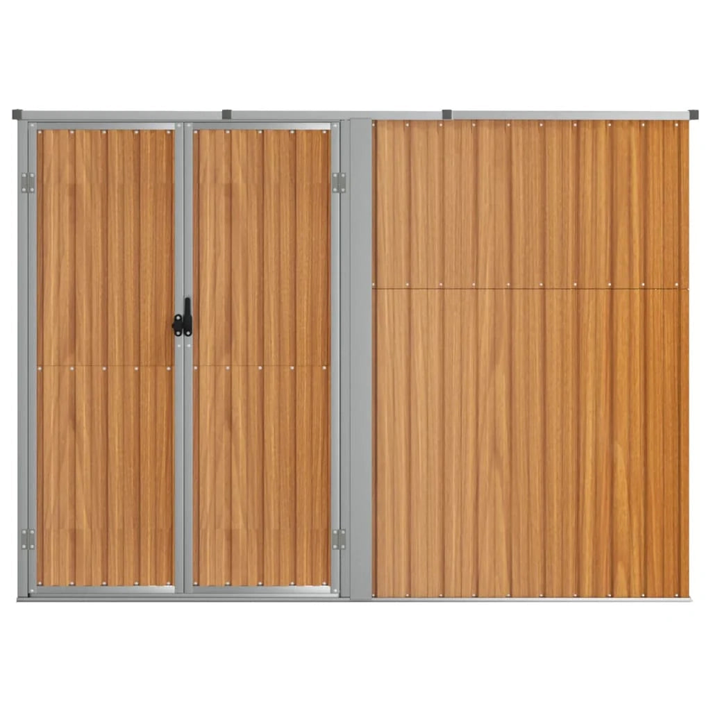 Casetta da giardino cabina ripostiglio casetta da esterno robusta casetta per attrezzi 225 x 89 x 161 cm acciaio zincato marrone 02_0022422