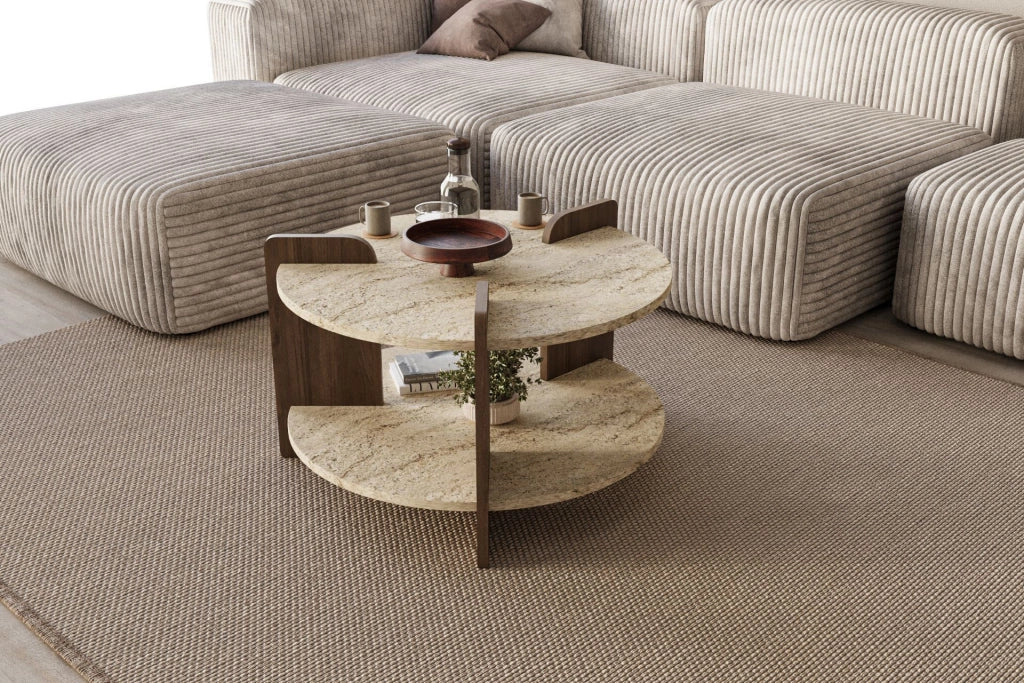 Tavolino in legno "Oalla" 70 x 70 x 45 cm - Travertino