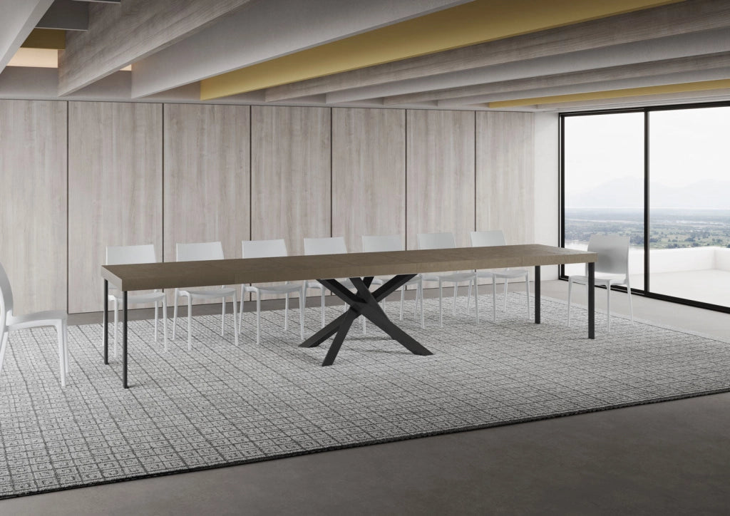 Tavolo Allungabile 160-420x90x77 cm Volantis Premium Tortora Telaio Antracite
