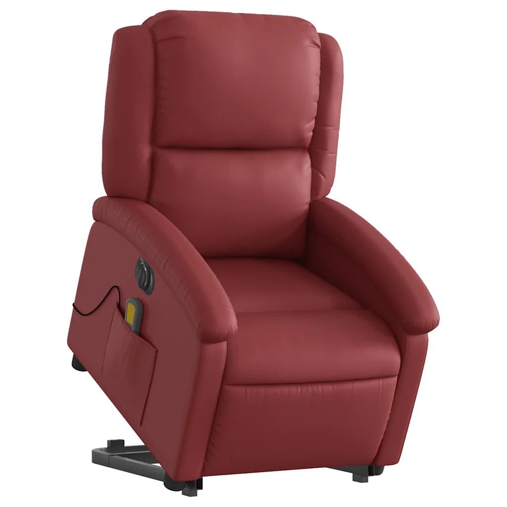 Poltrona Alzapersona Reclinabile Rosso Vino in Similpelle 3204251