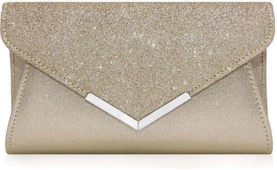 Borsa a Mano per Donna con Glitter per la Sera, Piccola Borsa da Spalla (Giallo)