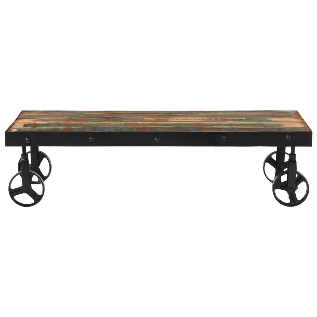 Tavolino salotto | Tavolino da caff¨¨ | Tavolino da Soggiorno con Ruote Legno Massello Recupero 100x55x26 cm