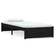 Letto singolo | Letto per adulti | Giroletto in Legno Massello Nero 75x190 cm Small Single