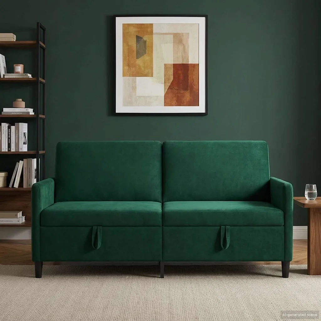 Divano con Storage Verde Scuro 172 x 78 x 87 cm Poliestere 42036963