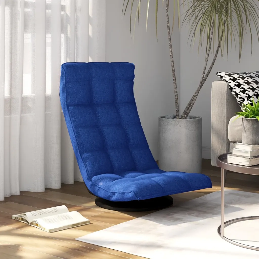 Sedia da Pavimento Girevole Blu in Tessuto CFW4742917