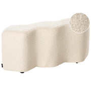 Pouf imbottito in tessuto per camera da letto e soggiorno 86 x 30 forma irregolare bouclè bianco sporco stile scandinavo