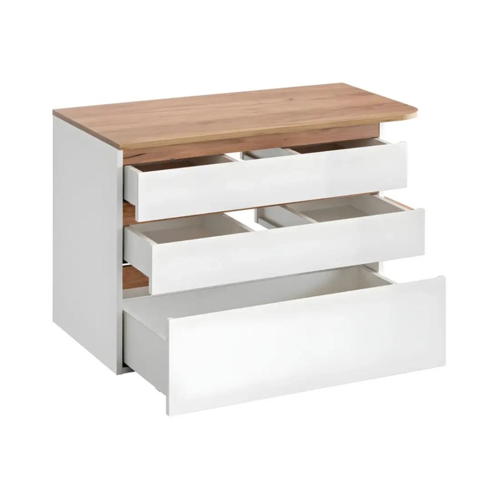 Mobile sottolavabo ASKA 94 cm bianco lucido – Modello sospeso con cassetti