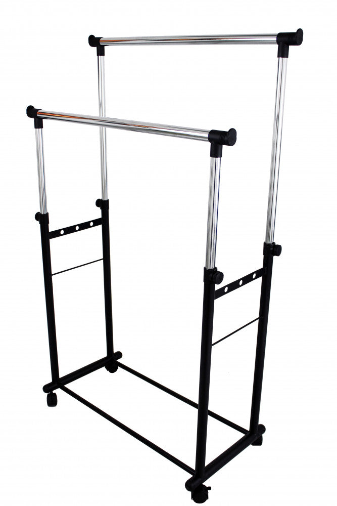 Stand Appendiabiti 85x44x90/160 cm in Acciaio Nero