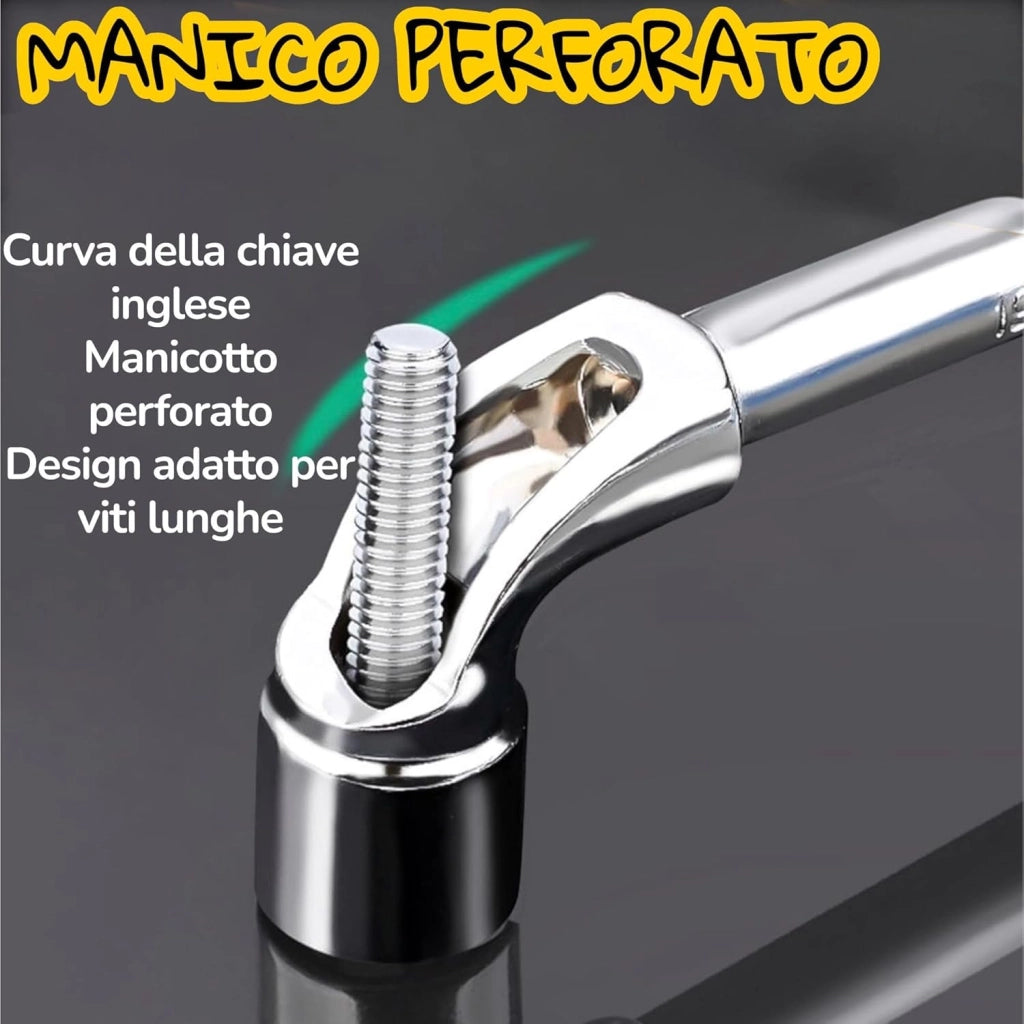 Set 6 Chiavi Tubo a Pipa 8-17mm CRV Esagonali Foro Passante Officina 82701