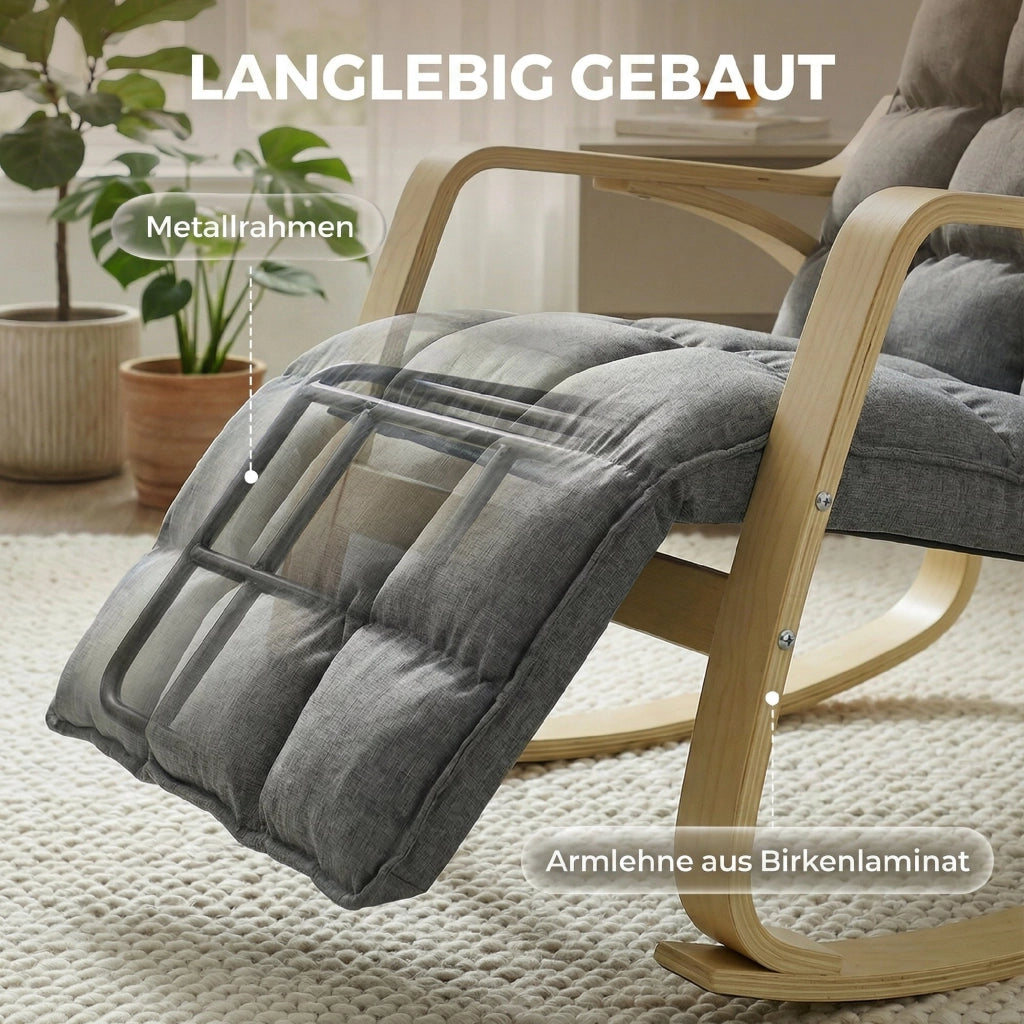 Poltrona dondolo reclinabile con poggiapiedi ¨C zephmum ¨C Grigio
