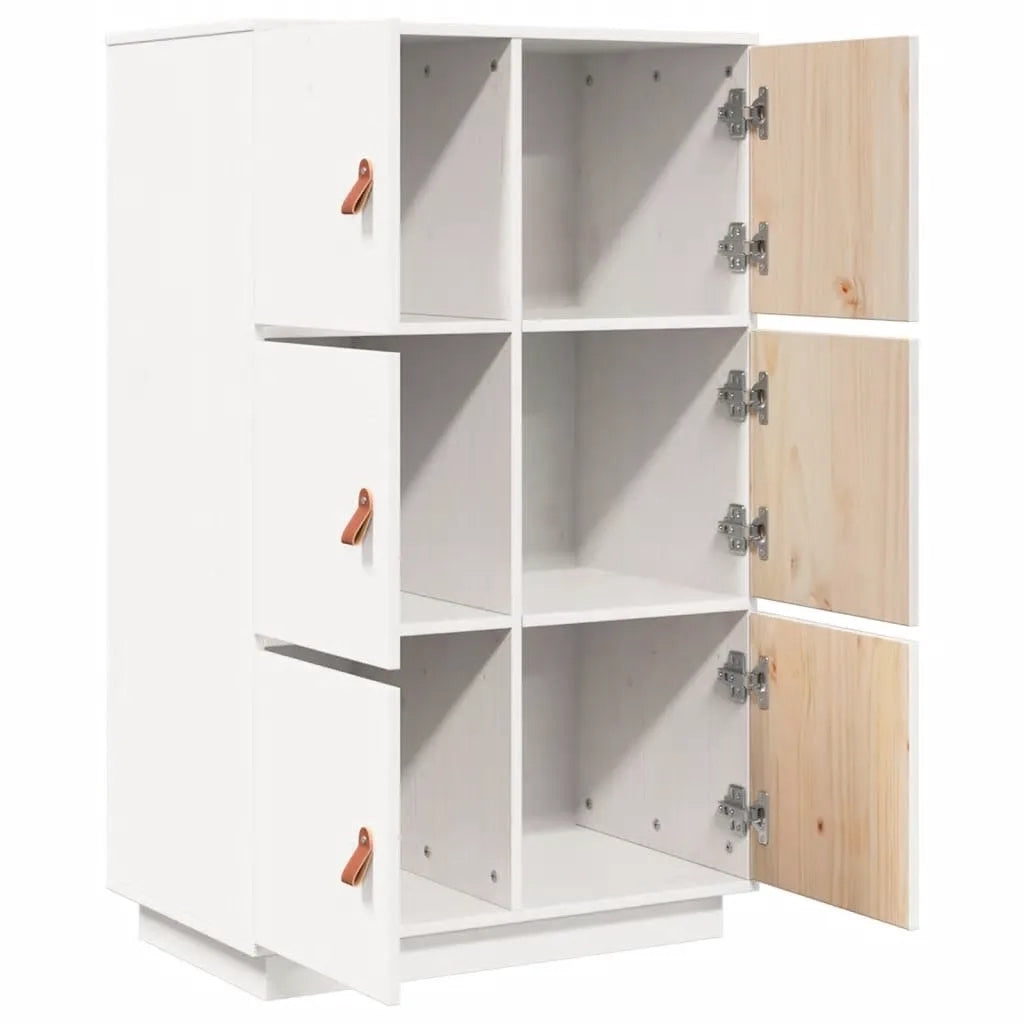 Credenza Bianca 67x40x108,5 cm in Legno Massello di Pino 820173