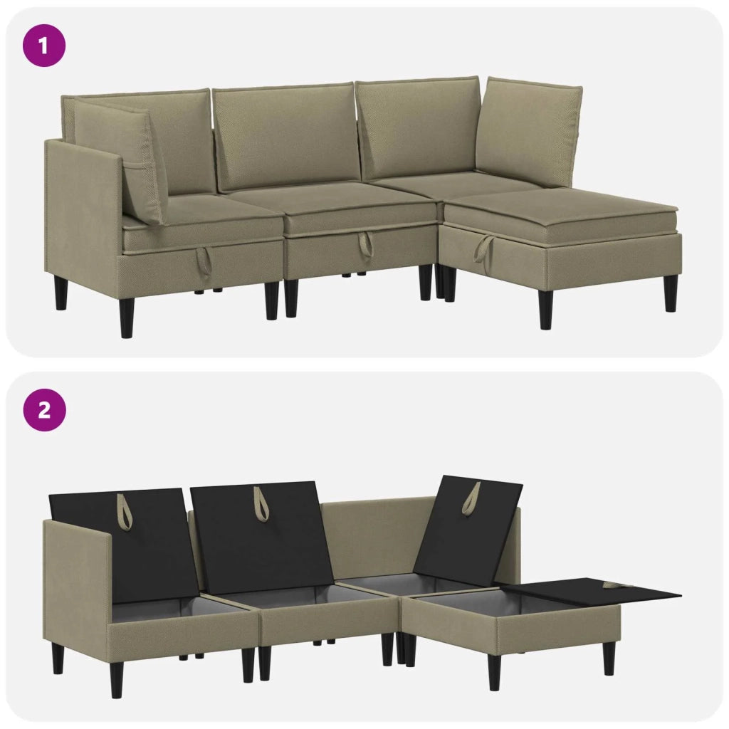 Set di mobili per il soggiorno 4 pcs Cachi Tessuto