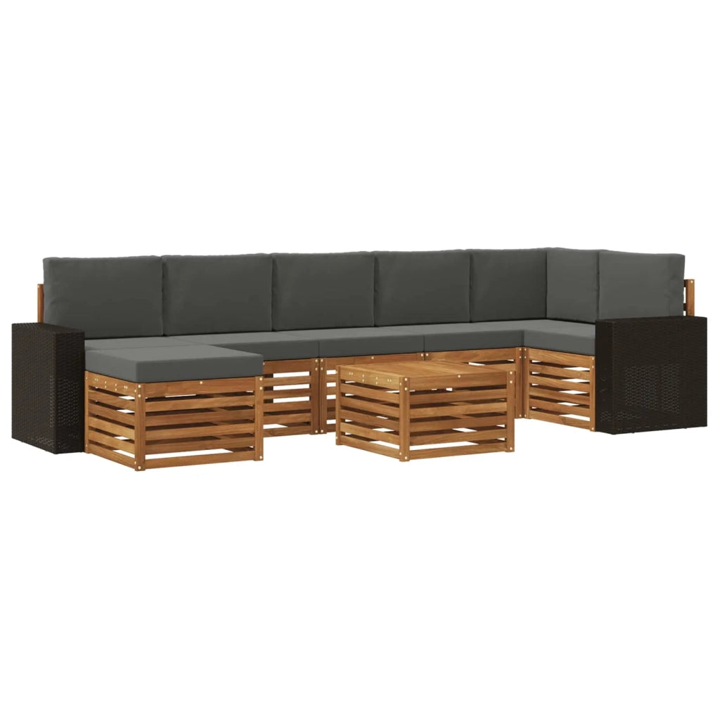 Set di divani da esterno con cuscino 8 pcs Naturale e Antracite 3384663