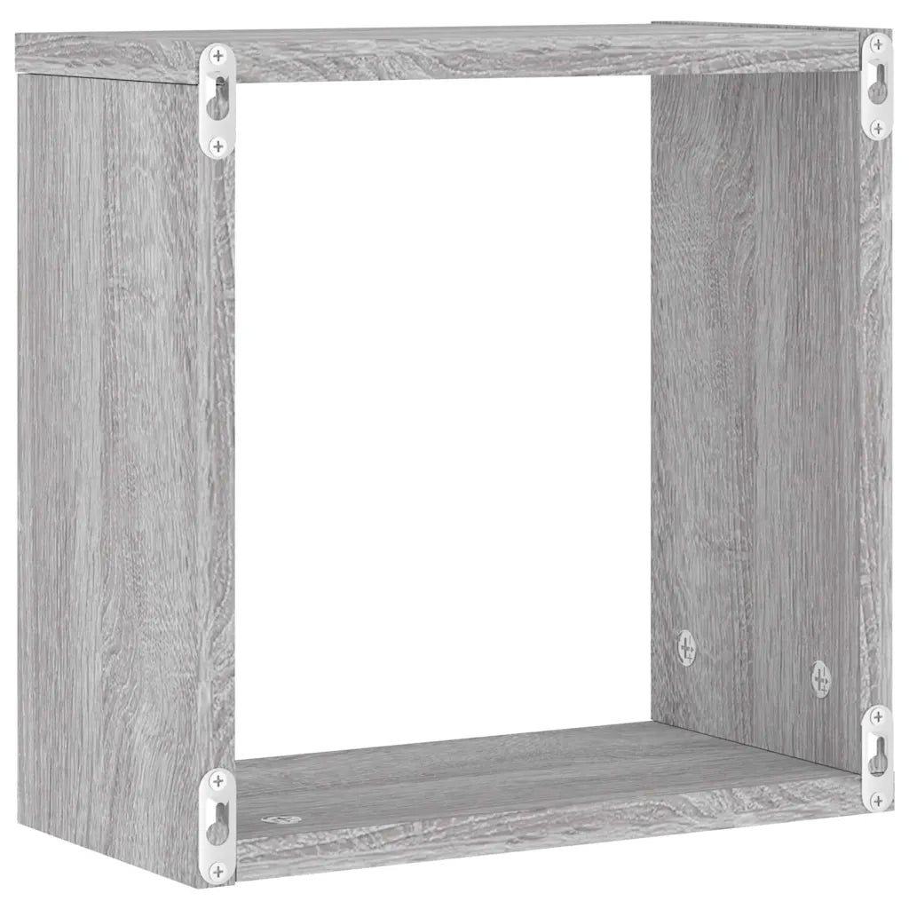 6 pz Mensole Parete | Mensola sospesa a Cubo Grigio Sonoma 30x15x30 cm